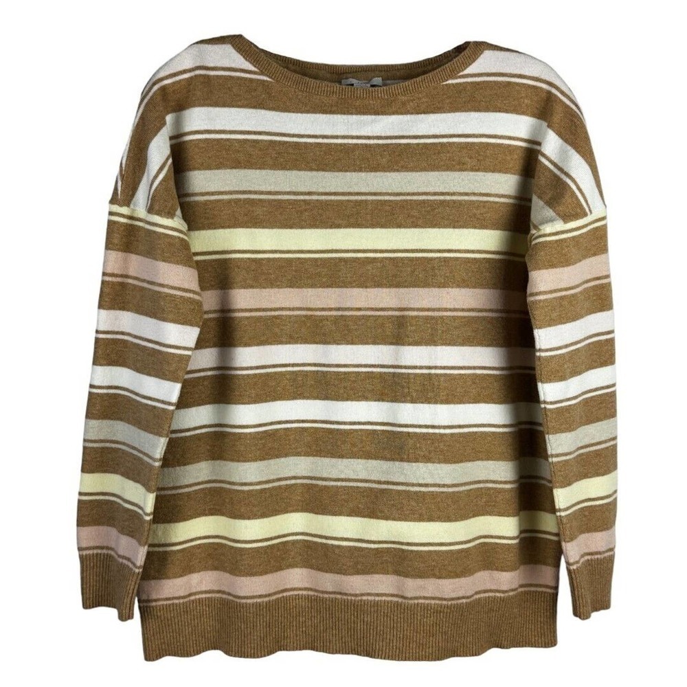 J. Jill Women's Knit Pullover Boatneck Sweater Dropped Shoulder Size XS Stripped